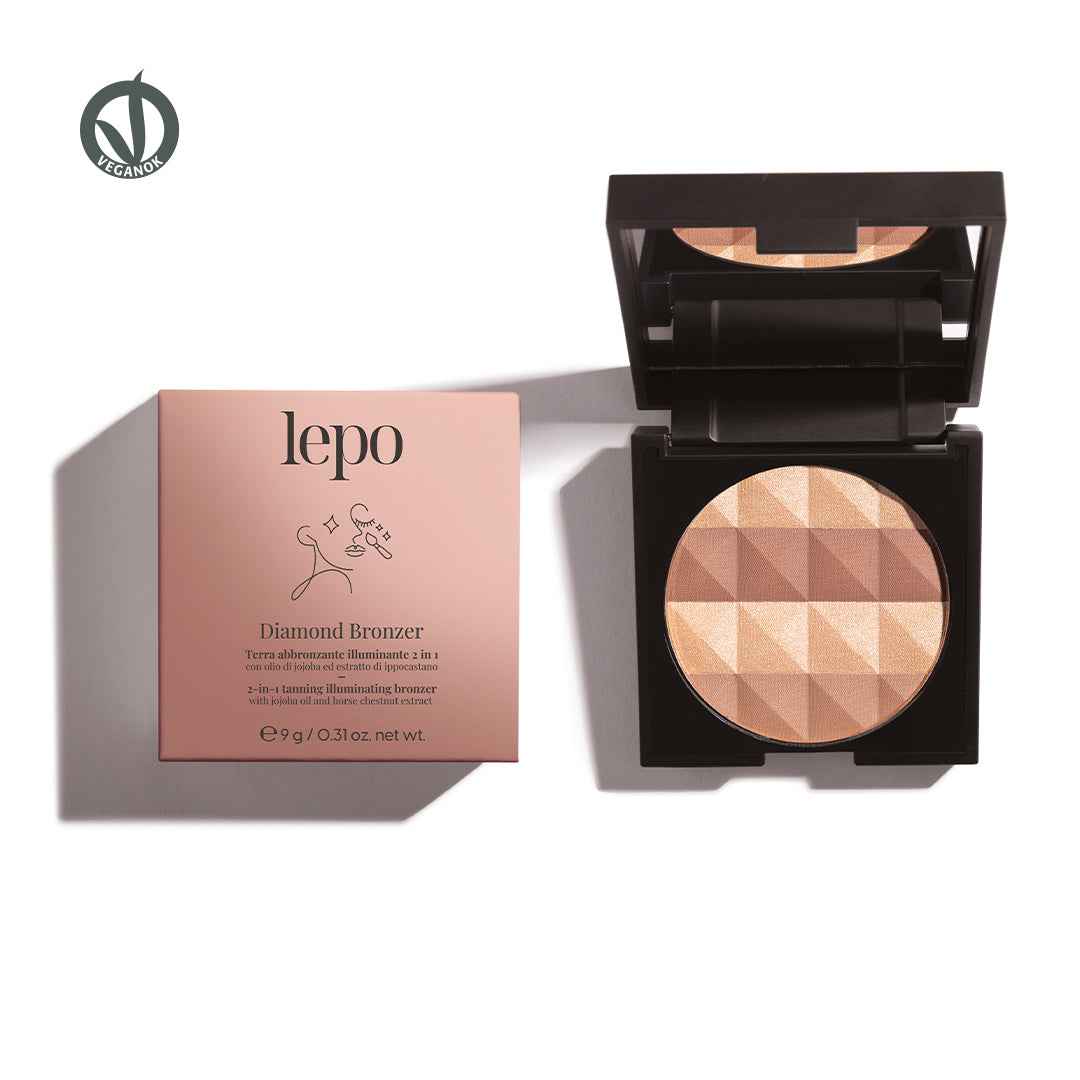 DIAMOND BRONZER Terra abbronzante illuminante 2 in 1 con olio di jojoba ed estratto di ippocastano - Erboristeria Il Miglio Verde